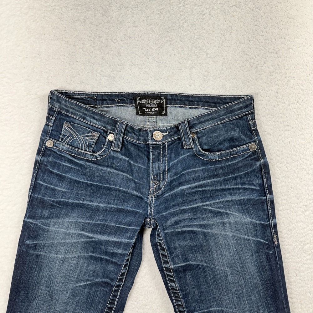 Big Star Liv Boot Jeans Womens 30R (33x31) Dark Wash Bootcut Denim Thick Stitch - Picture 10 of 11